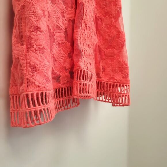 Sundance Dress Size 12 Coral Embroidered Mesh Lace Sleeveless Fully Lined Boho - Picture 6 of 10